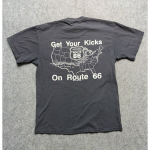Good Shirts Shirt Mens Medium Black Route 66 Pocket Graphic Tee USA Map
